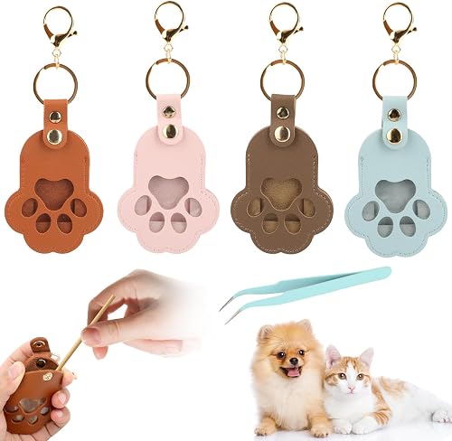 LPZNUYVC 4PCS Pet Hair Storage Keychain, Pet Dog Cat Hair Co
