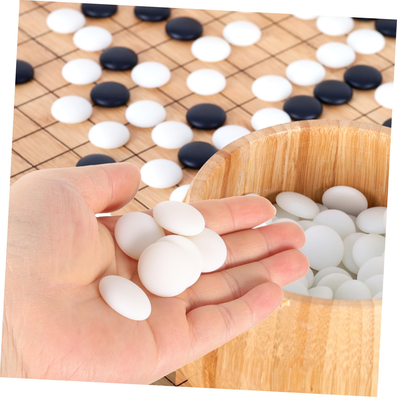 WOONEKY Pièces de Jeu Go Standard 360 Pièces en Résine Solide pour Joueurs de Famille et Débutants, Taille Compacte, Résistantes aux Chocs, Accessoires de Jeu à Emporter pour Usage