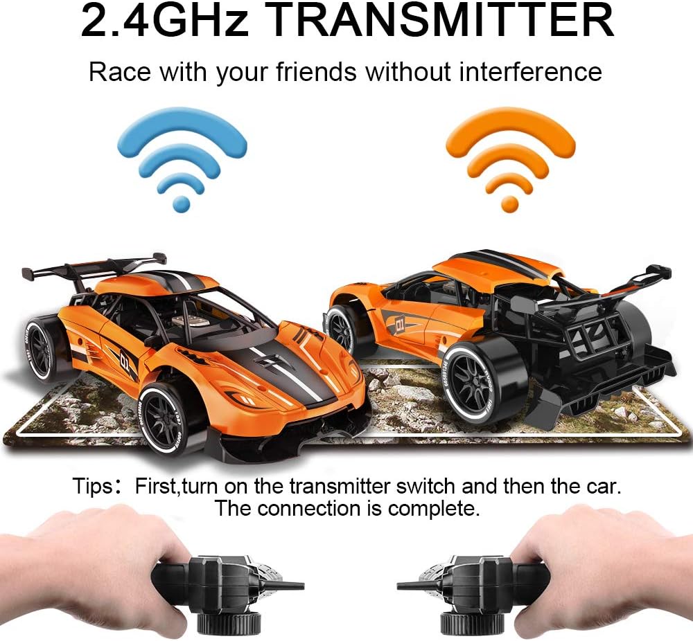 RC Drift Cars for Boys 8-12, iBliver Remote Control Car 1:16 Scale Sports Racing Cars for Girls, Alloy 18 Km/h High Speed 60 Min Electric Vehicle RC Drag Super Cars for Kids and Adult : Toys & Games