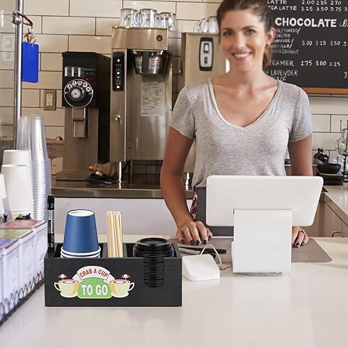 Miniatura 5 de Accesorios y organizador de cafeterías dispensador de tazas de café, decoración de barra de café de madera, dispensador de tazas desechable, soporte