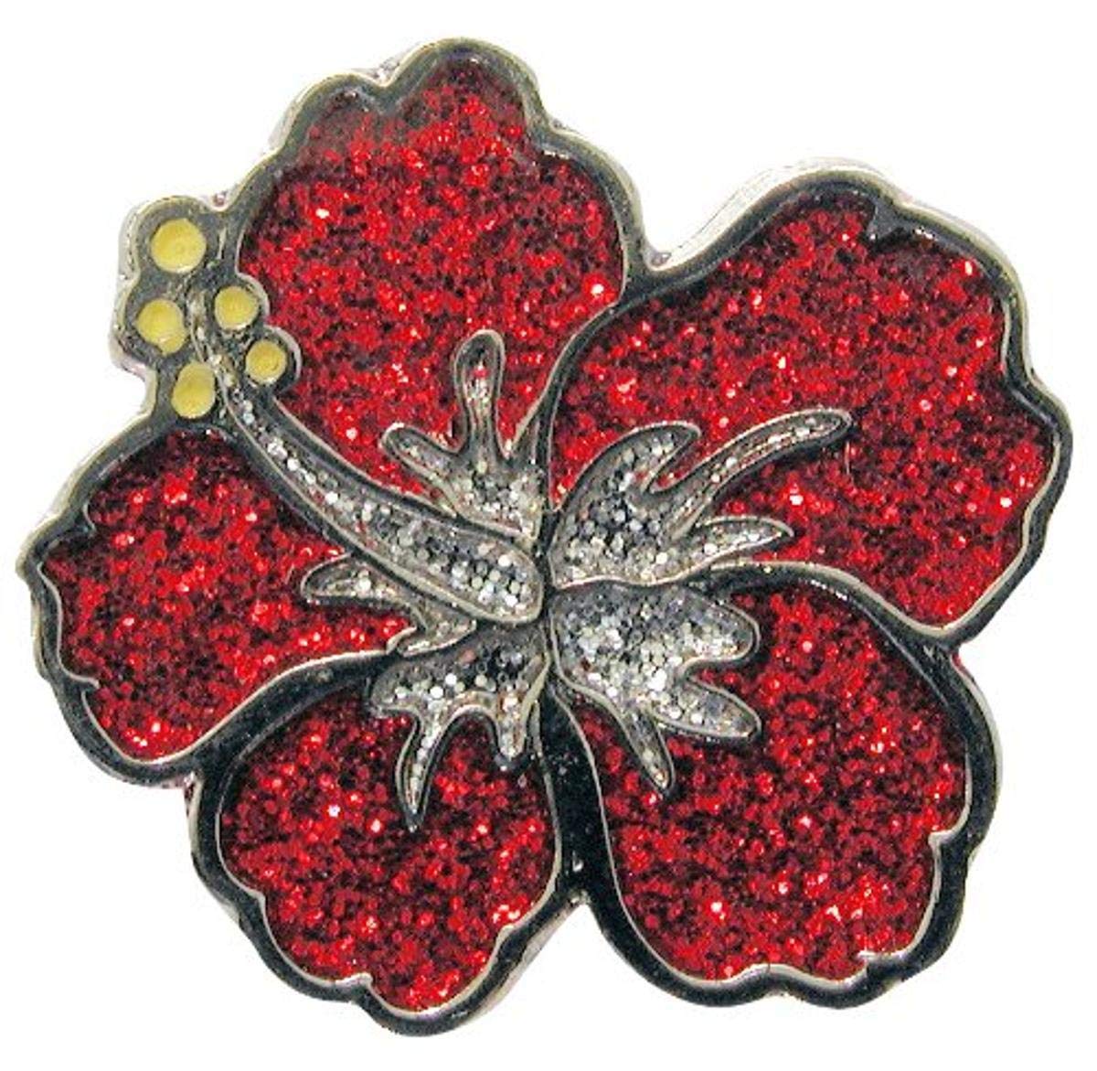 NAVIKARed Hibiscus Glitzy Ball Marker with Hat Clip