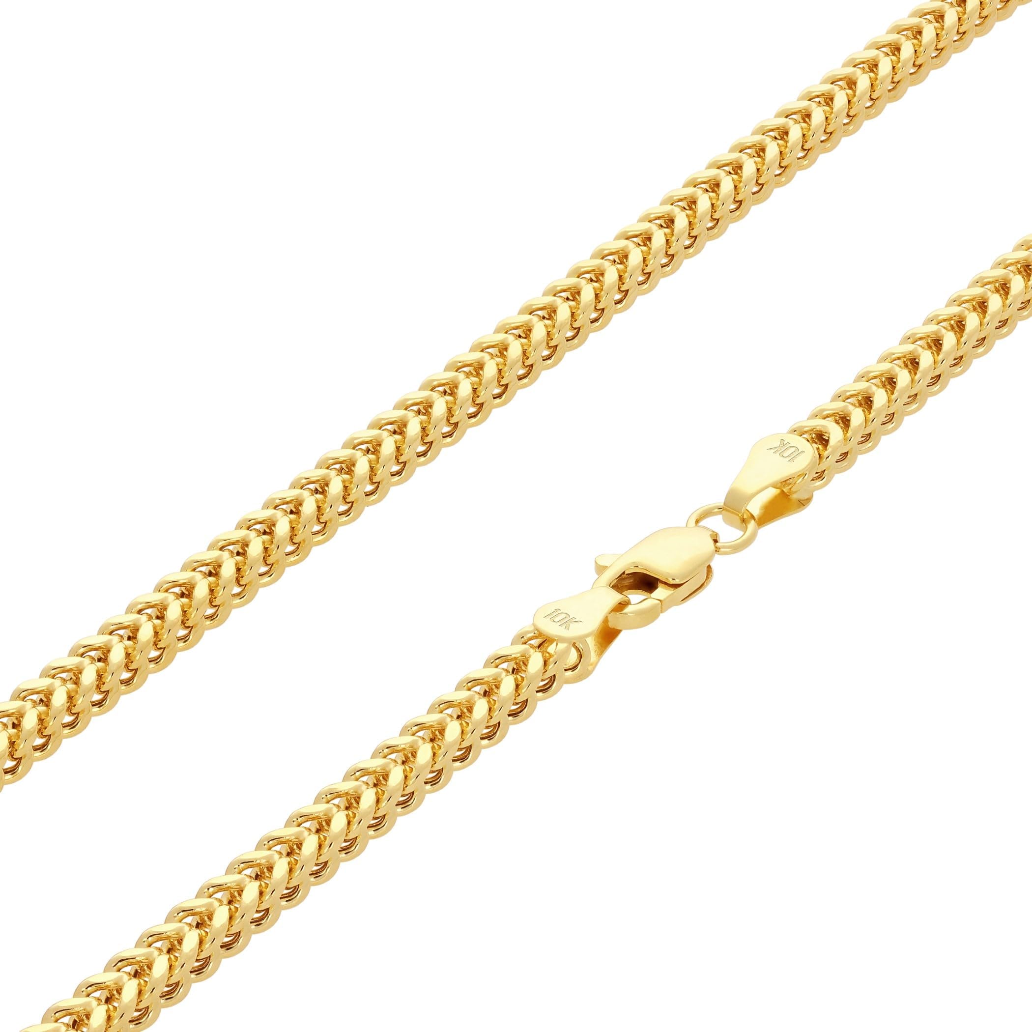 Nuragold 10k Real Yellow Gold Franco Square 3mm Box Chain Wheat Chain Necklace (18"-30") Italian Jewelry for Men & Women
