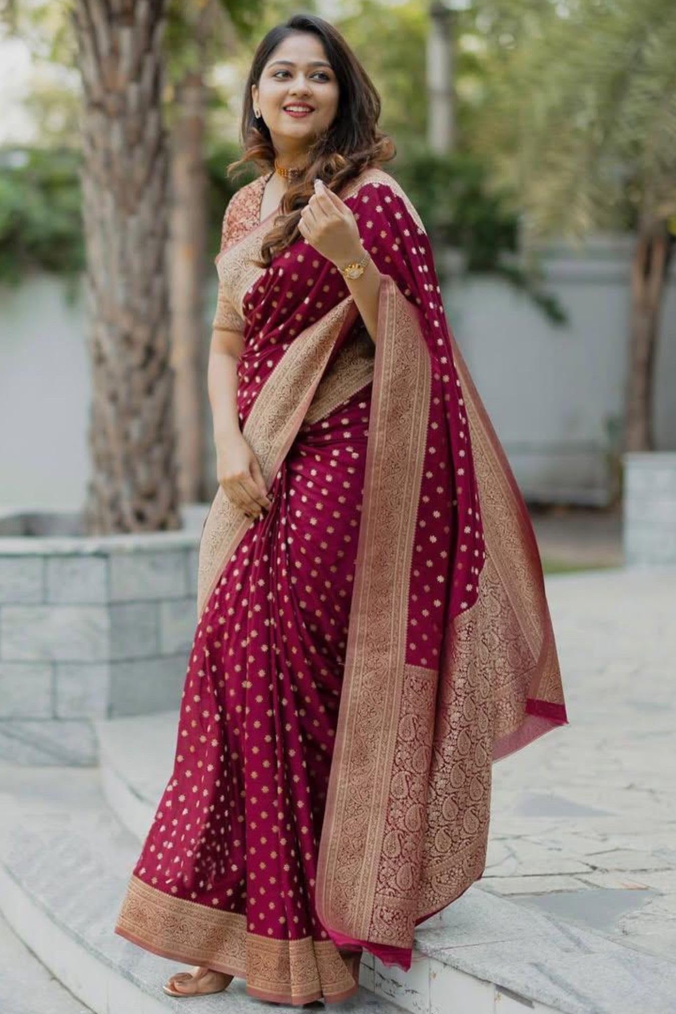 SGF11 Women's Kanjivaram Pure Soft Silk Saree With Blouse Piece (Maroon) product image 5
