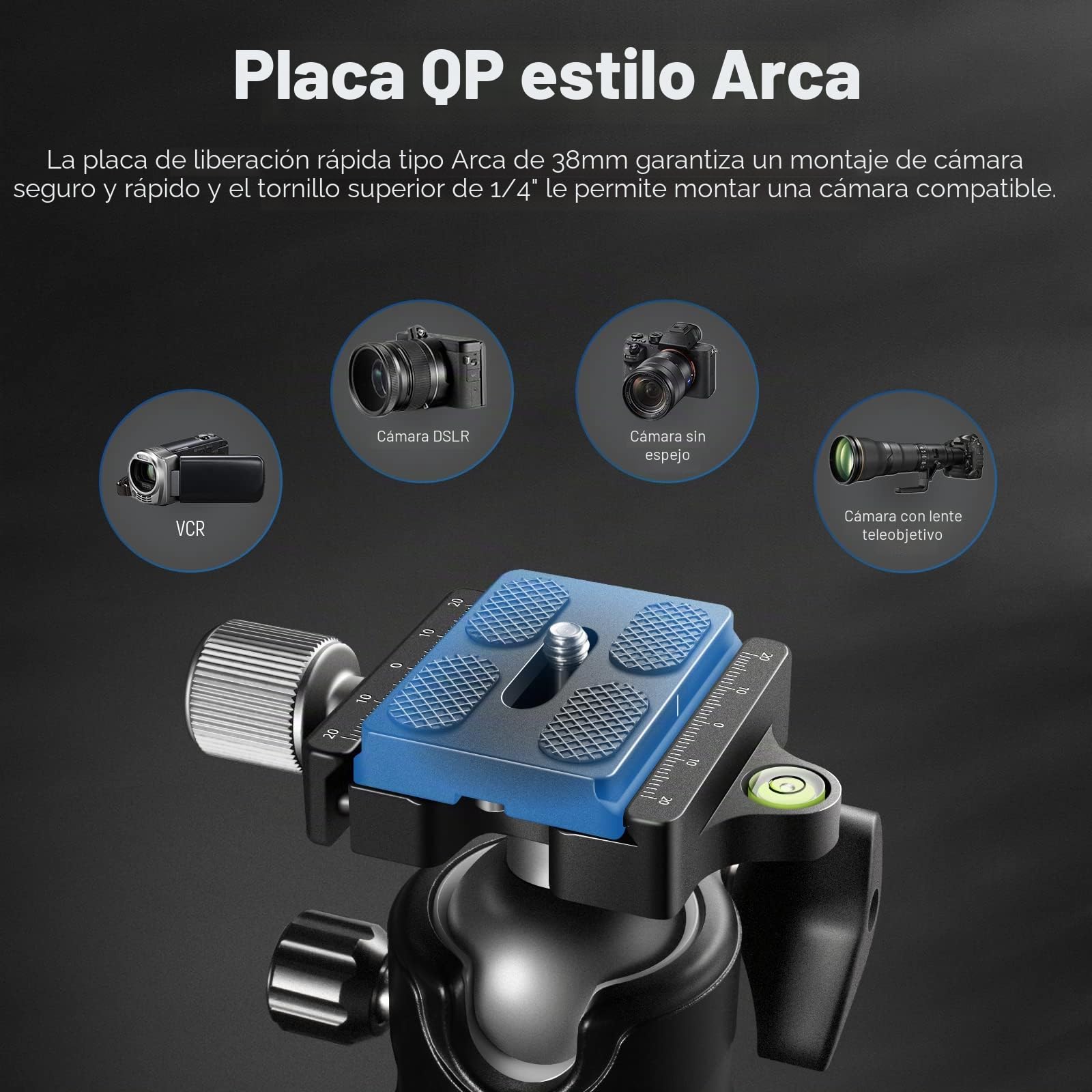 NEEWER Cabeza de Bola de Perfil Bajo para Trípode de Cámara, 36mm Cabeza de Bola Panorámica de Metal Compatible con 1/4" Placa de Liberación Rápida Arca para Monopié Slider DSLR,MAX Carga: 15kg, GM36