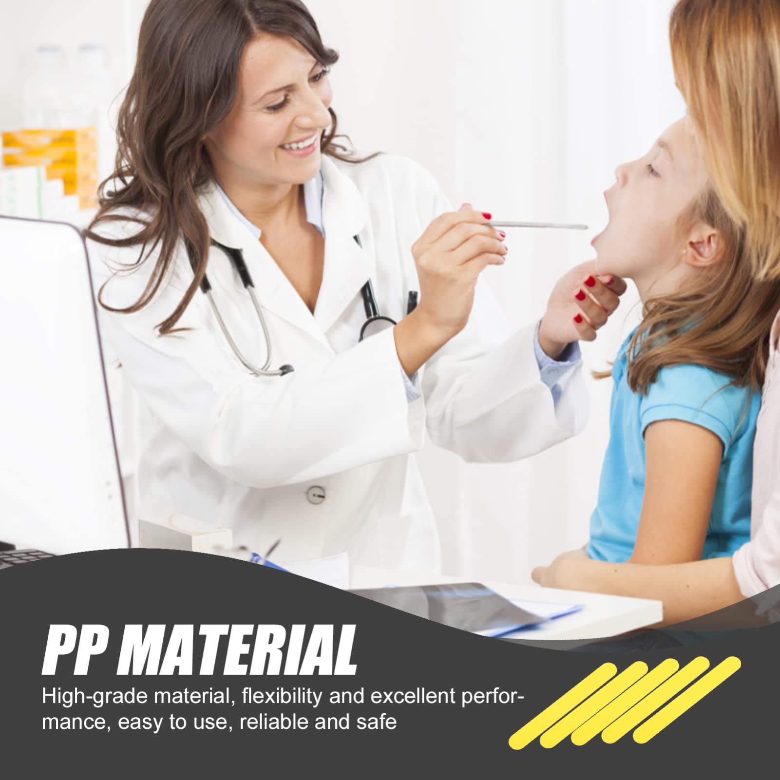 ibasenice 25pcs Professional Tongue Depressors Yellow Large Stir Sticks Easy to Use