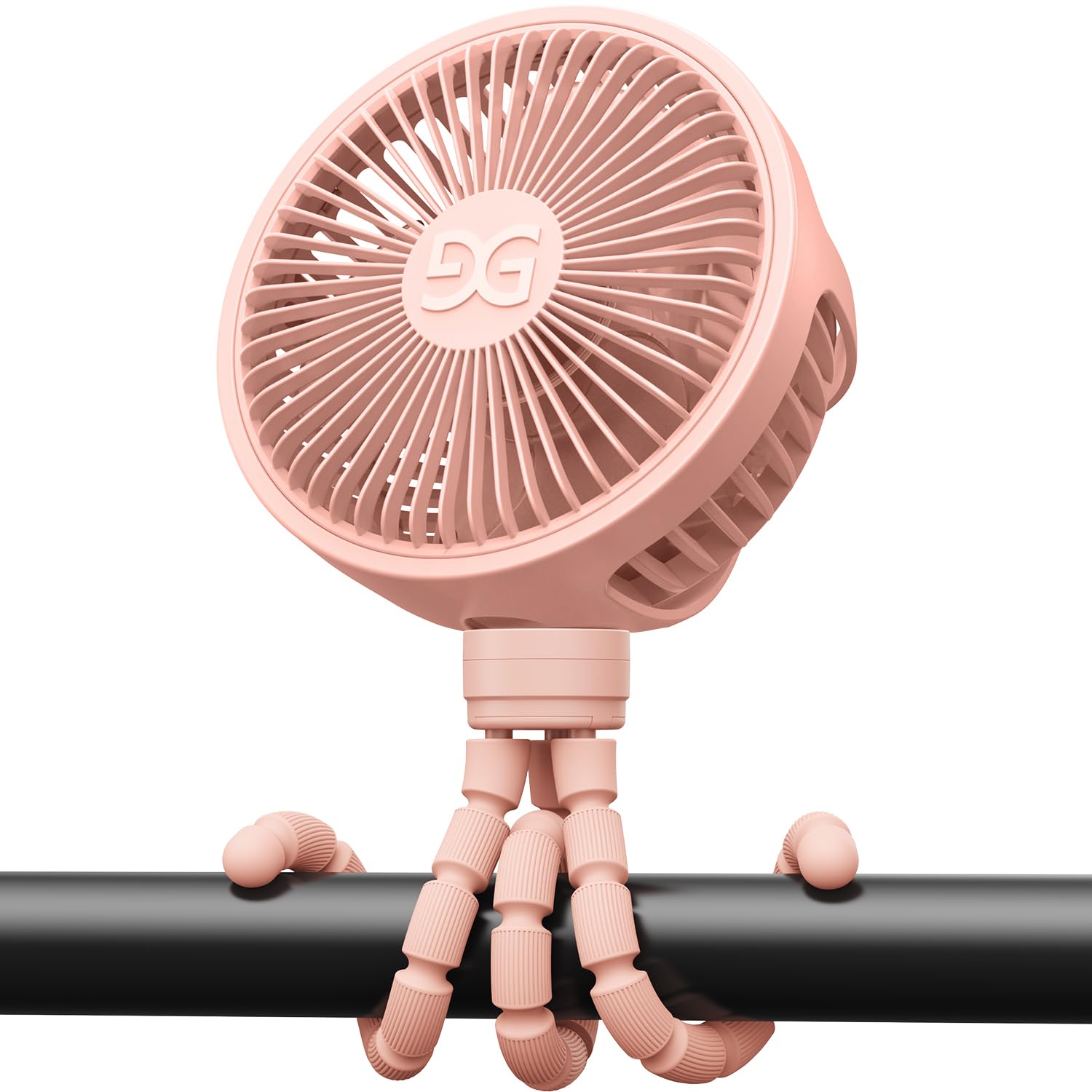 Stroller Fan Clip on for Baby, Flexible Tripod & Rechargeable Battery, Small Personal Fan, Mini Portable Fan for Travel, Handheld, Car (Pink)