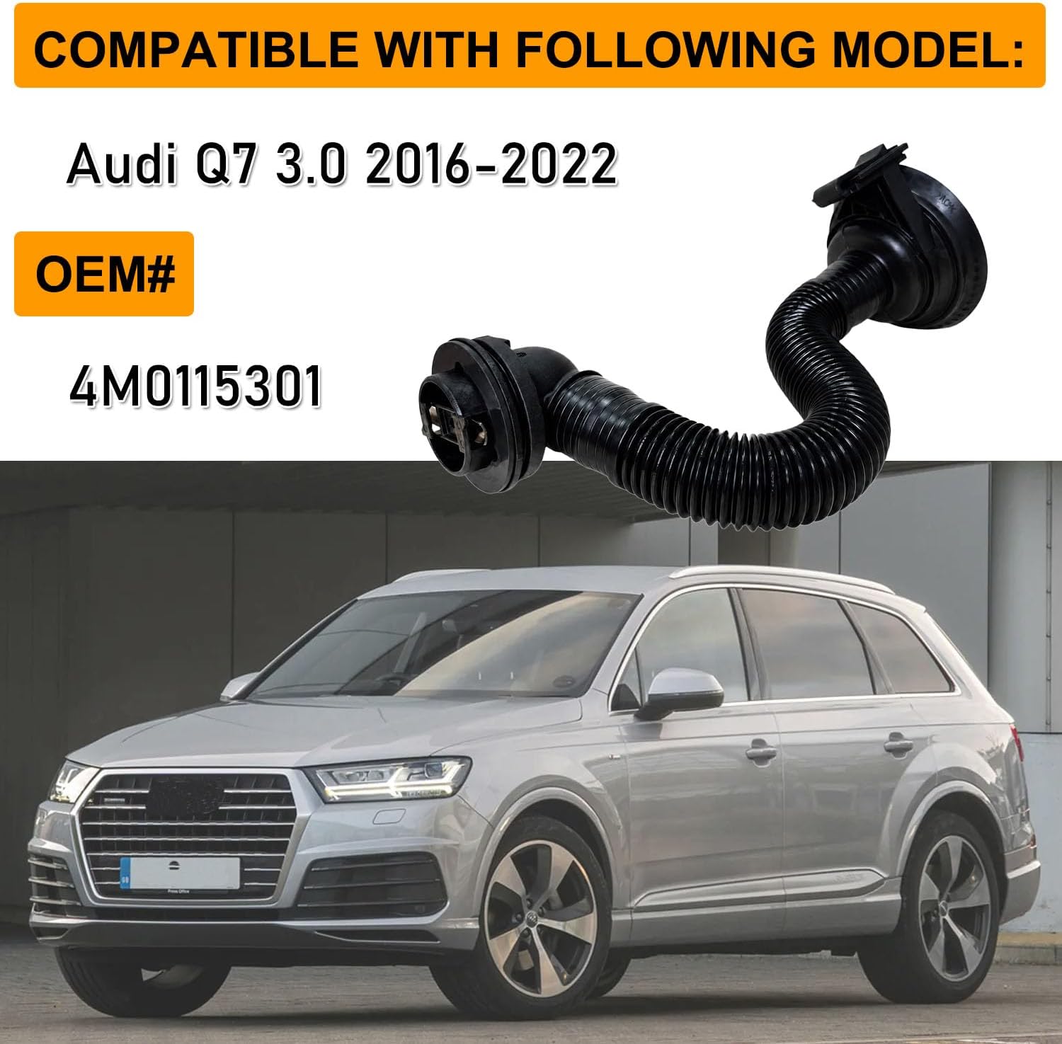 Oil Filler Tube Hose Replacement Compatible with Audi Q7 3.0T 2016-2022 – Engine Oil Filler Neck Pipe, Replace OE # 4M0115301