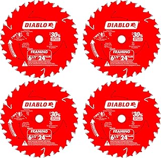 Freud D0624X Diablo 6-1/2-Inch 24-Tooth ATB Framing Saw Blade 5/8-Inch Arbor (4 Pack)