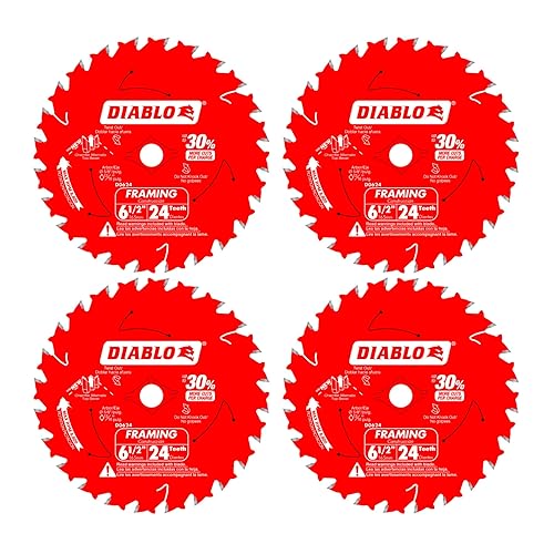 Freud D0624X Diablo - Hoja de sierra para enmarcar ATB de 6-1/2 pulgadas, 24 dientes, eje de 5/8 pulgadas (paquete de 4)