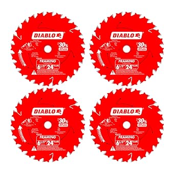 فرويد D0624X Diablo 6-1 / 2-Inch 24-Tooth ATB Framing Saw Blade 5 / 8-Inch Arbor 4 Pack
