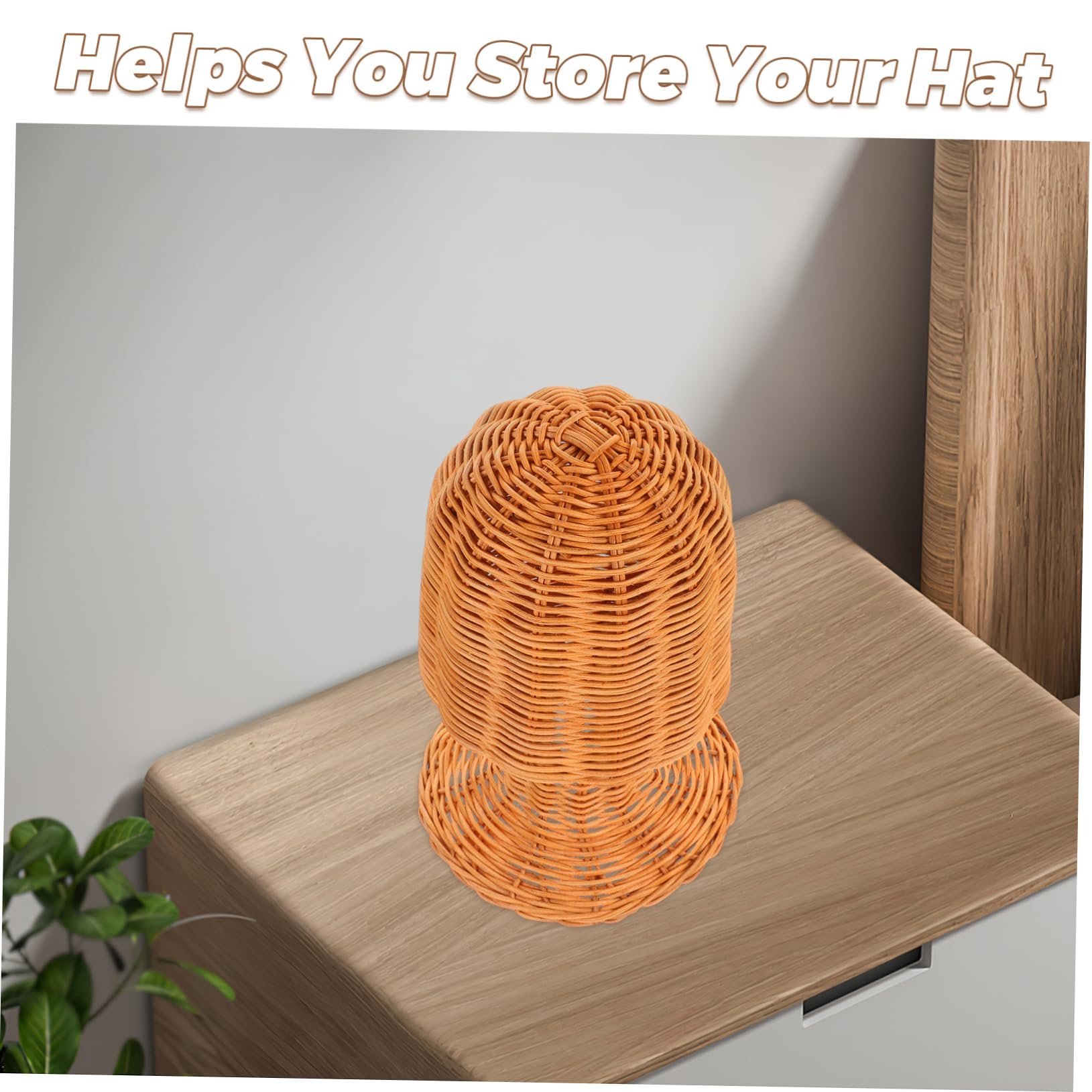 PRETYZOOM Expositor Sombreros Ratán Tejido, Soporte Cúpula Decorativo
