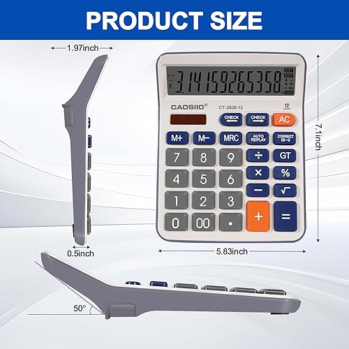 Miniatura 2 de Calculadora de escritorio, pantalla LCD extragrande de 5 pulgadas, calculadora de escritorio, 12 dígitos, calculadoras con botones grandes, batería