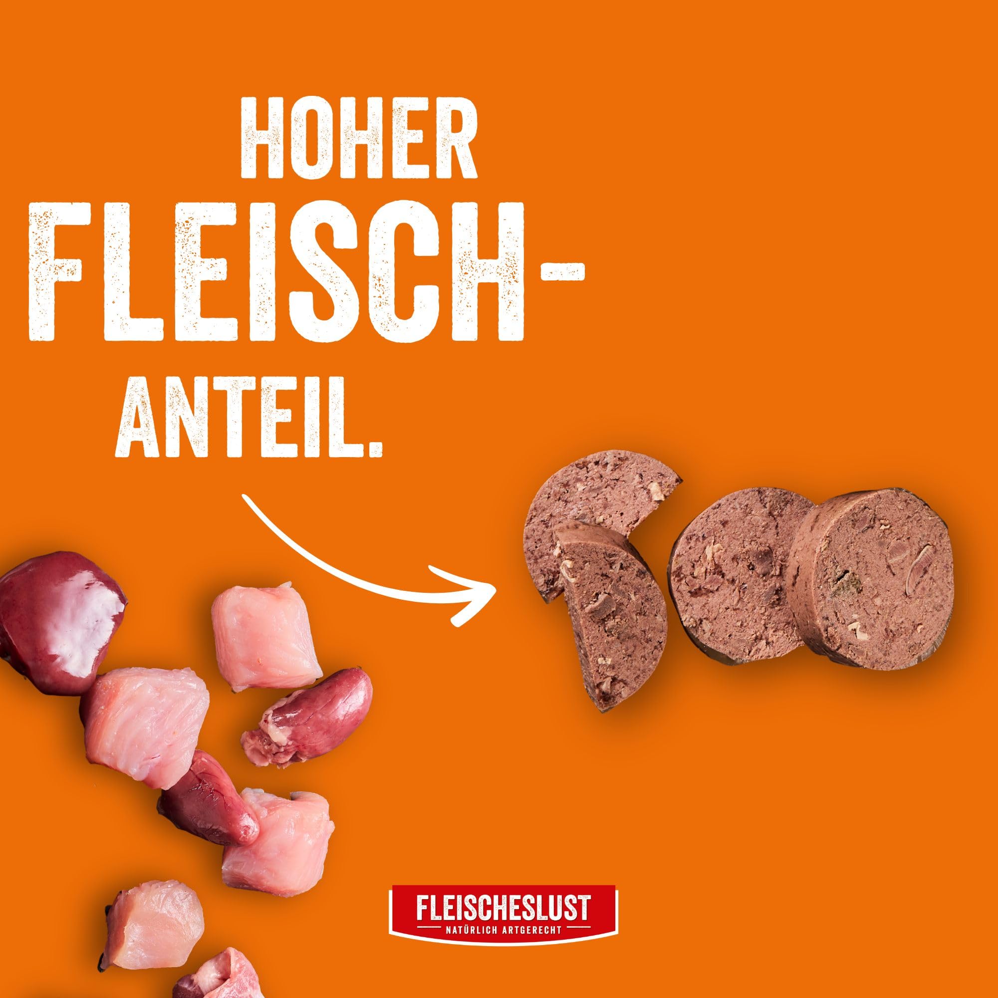 Steakhouse - Comida húmeda para perros y gatos (12 x 500 g), monoproteína, sin cereales, 14 salchichas de Fleischeslust