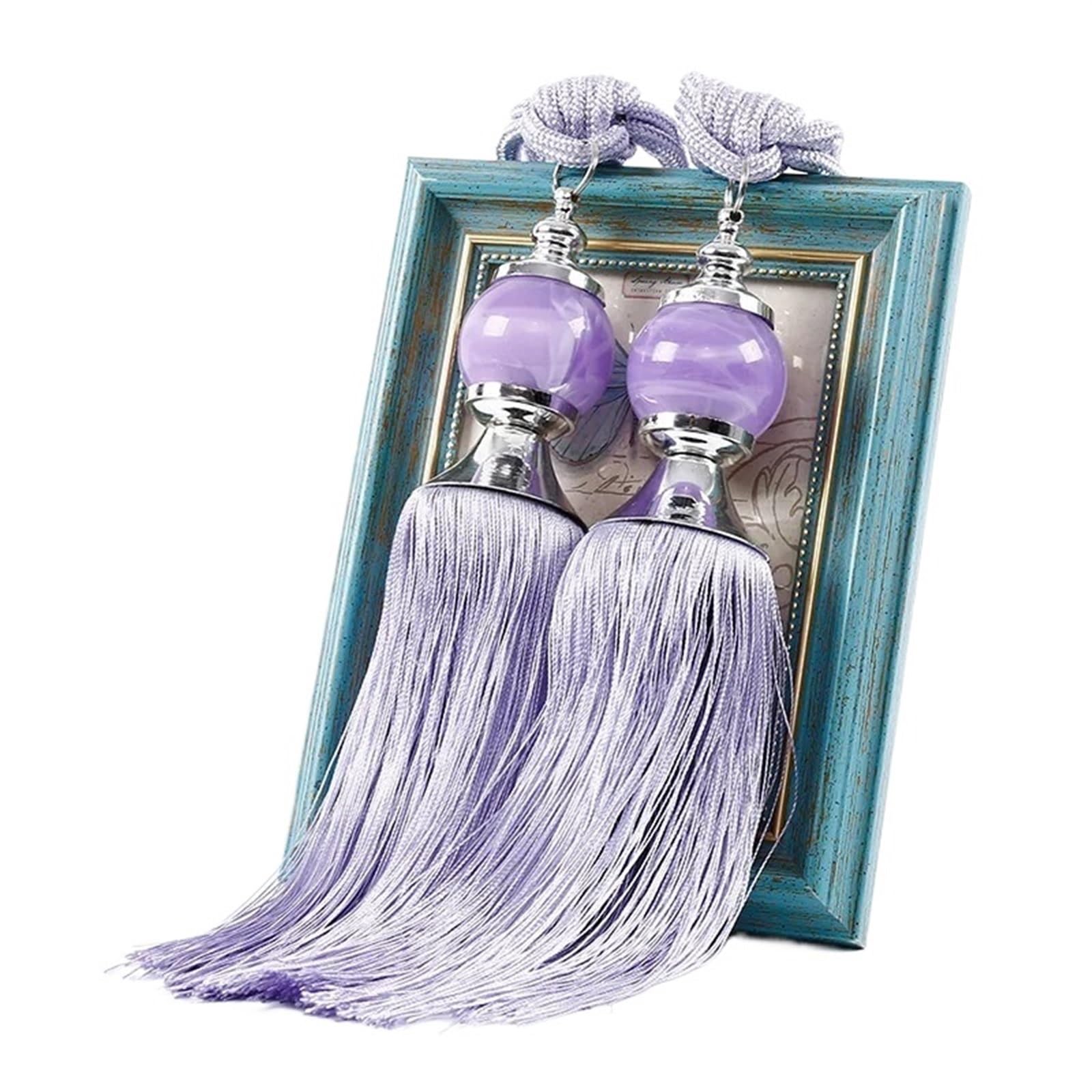 YXINAER Rope Curtain Tie Backs 1 Pair Curtain Tie Backs with Tassel Traditional Tieback Curtain Decorative Accessories(Light Purple)