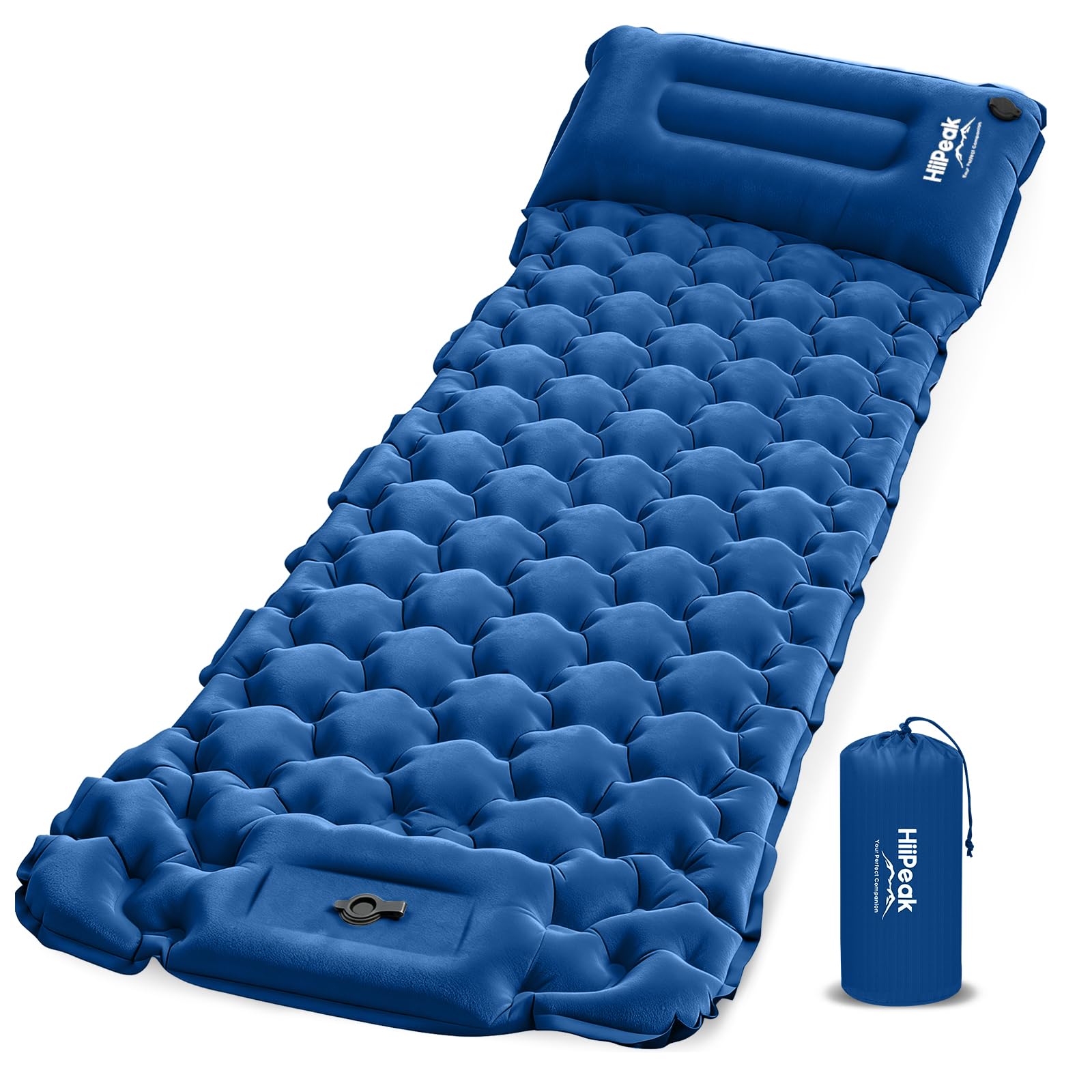 HiiPeak Isomatte Selbstaufblasend – Suede Aufblasbare Camping matratze mit Integriertem Kopfkissen, Wasserdicht Luftmatratze Outdoor, Kompaktes Packmaß, Isomatte Ultraleicht für Wandern und Strand