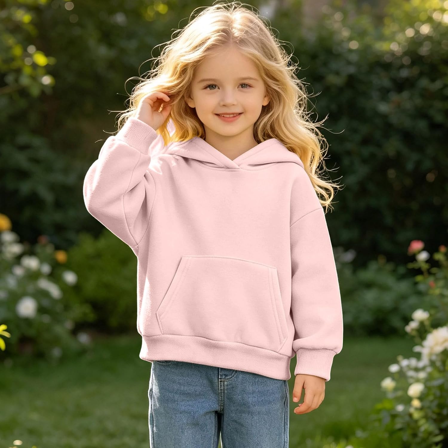 Kids Basic Fleece Hoodie Winter Pullover Warm Sweatshirt