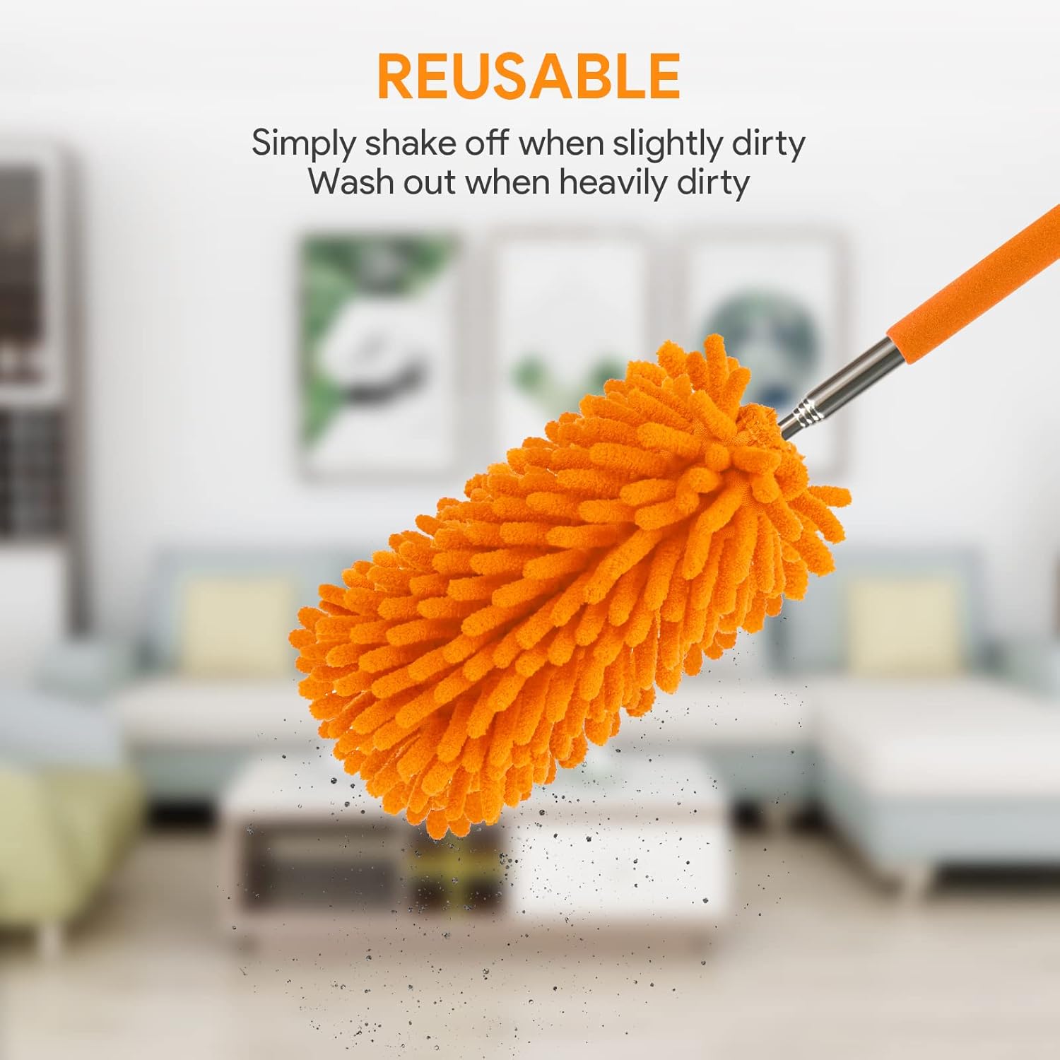 Microfiber Duster for Cleaning, DELUX Feather Duster Extendable Duster with Extra Long Pole, 2pcs Replaceable Brush Head, Washable Dusters for Cleaning Office, Car, Window, Furniture, Ceiling Fan : Health & Household