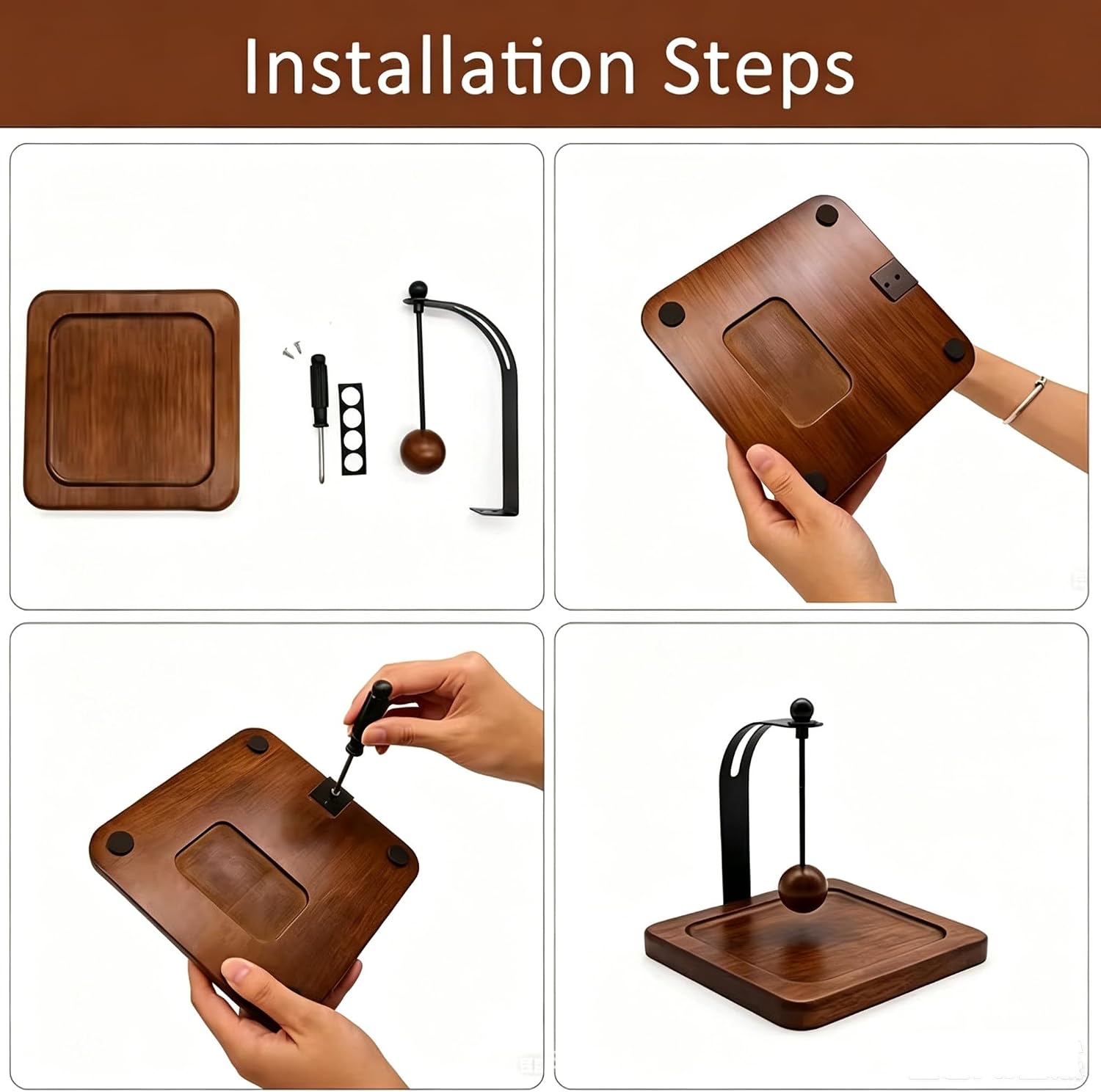 Napkin Holder for Tabler, Black Walnut Wooden Square Napkin Dispenser