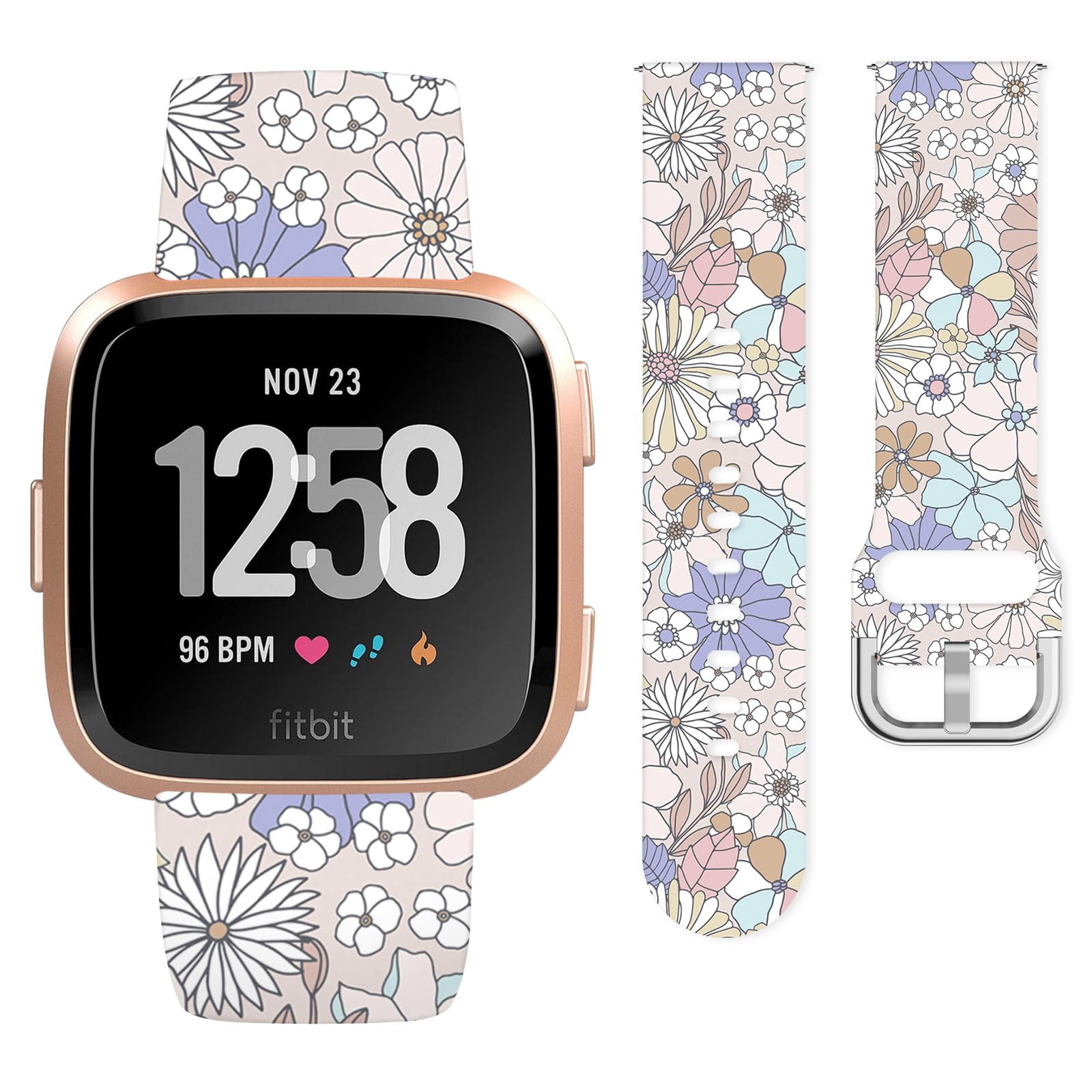 Vozehui Leopard Print Silicone Strap Compatible with Fitbit Versa/Versa 2/Versa Lite,Soft Silicone Cute Replacement Straps for Women Men