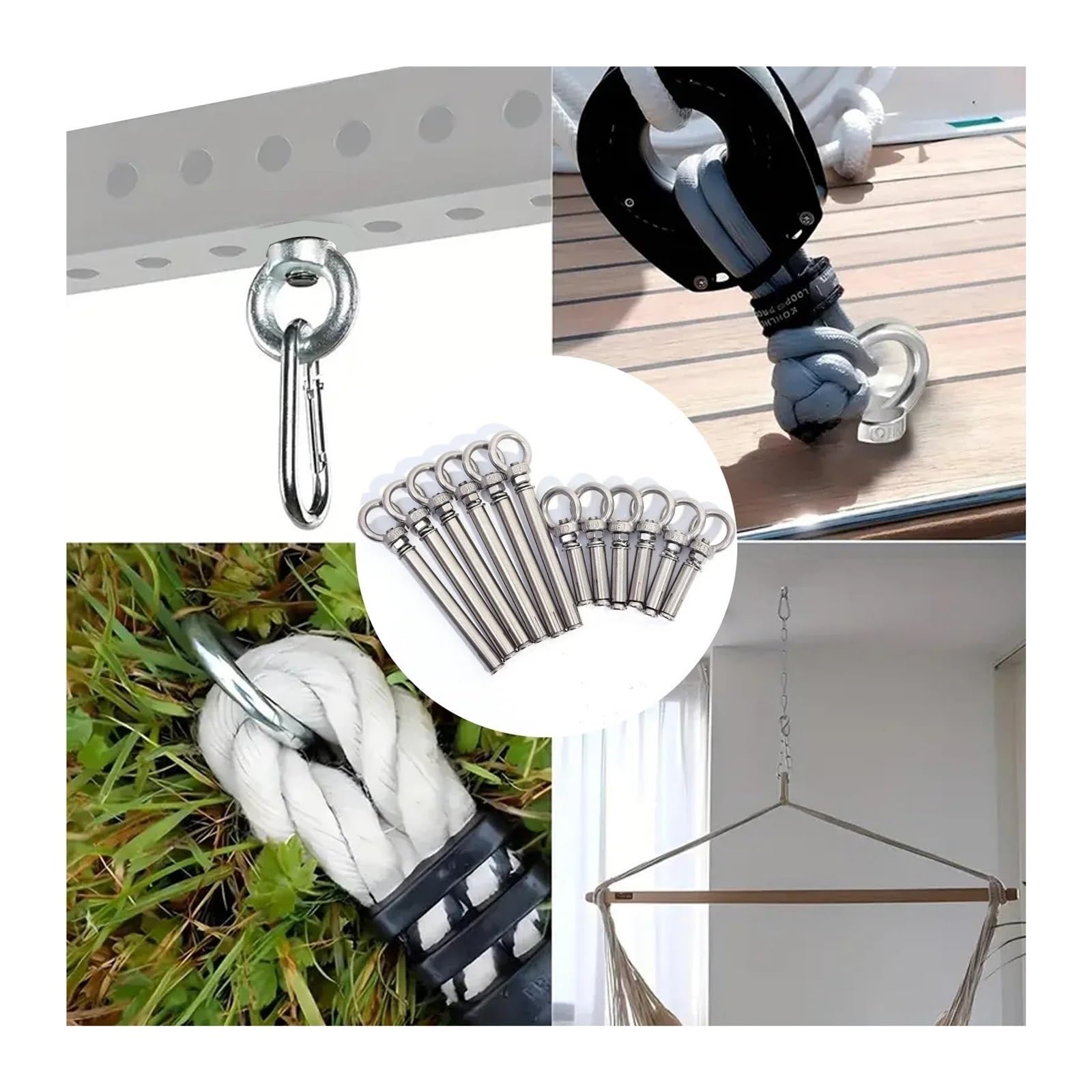 Pernos de ojo, Pernos de expansión de anclajes de manga de hormigón con ojo de elevación M6 304 SS A2-70, 50-100 mm(M6X60mm-10pcs)