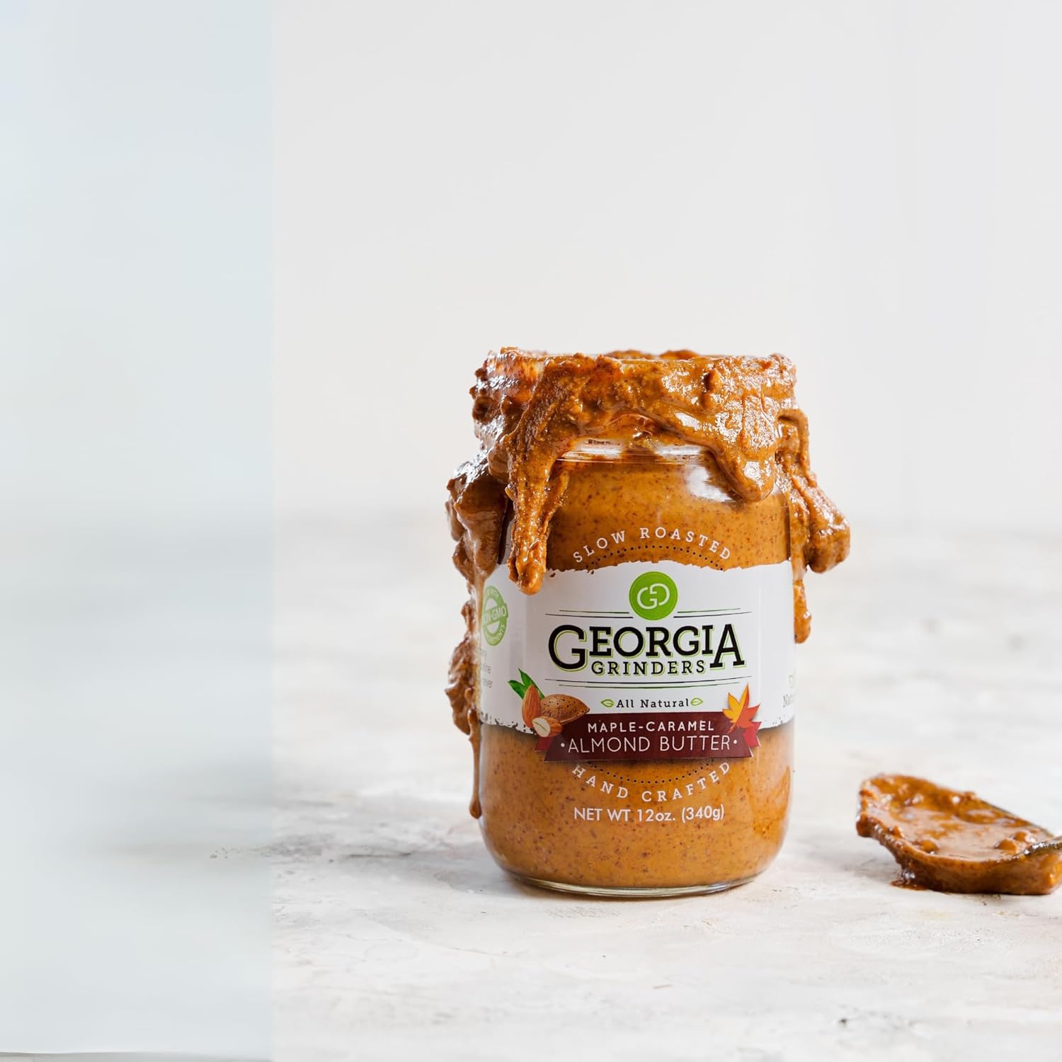 Georgia Grinders Maple-Caramel Almond & Pecan Butter Gourmet Spread, Organic, Vegan Friendly, Non-GMO, No Added Sugar, Gluten-Free, No Palm Oil, Dairy-Free, 12 Ounce (2 Pack)