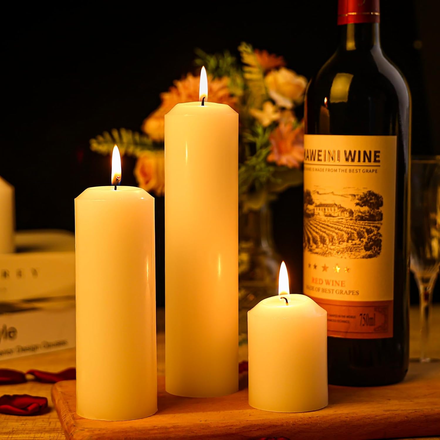 12 Pcs Ivory White Pillar Candles Bulk,2x3 2x6 2x8 Inch-4 Each Size,Large Christmas Pillar Candles Set of 3,Unscented Dripless Smokeless Hurricane Candles for Wedding Engagement Party Ceremony - Image 4