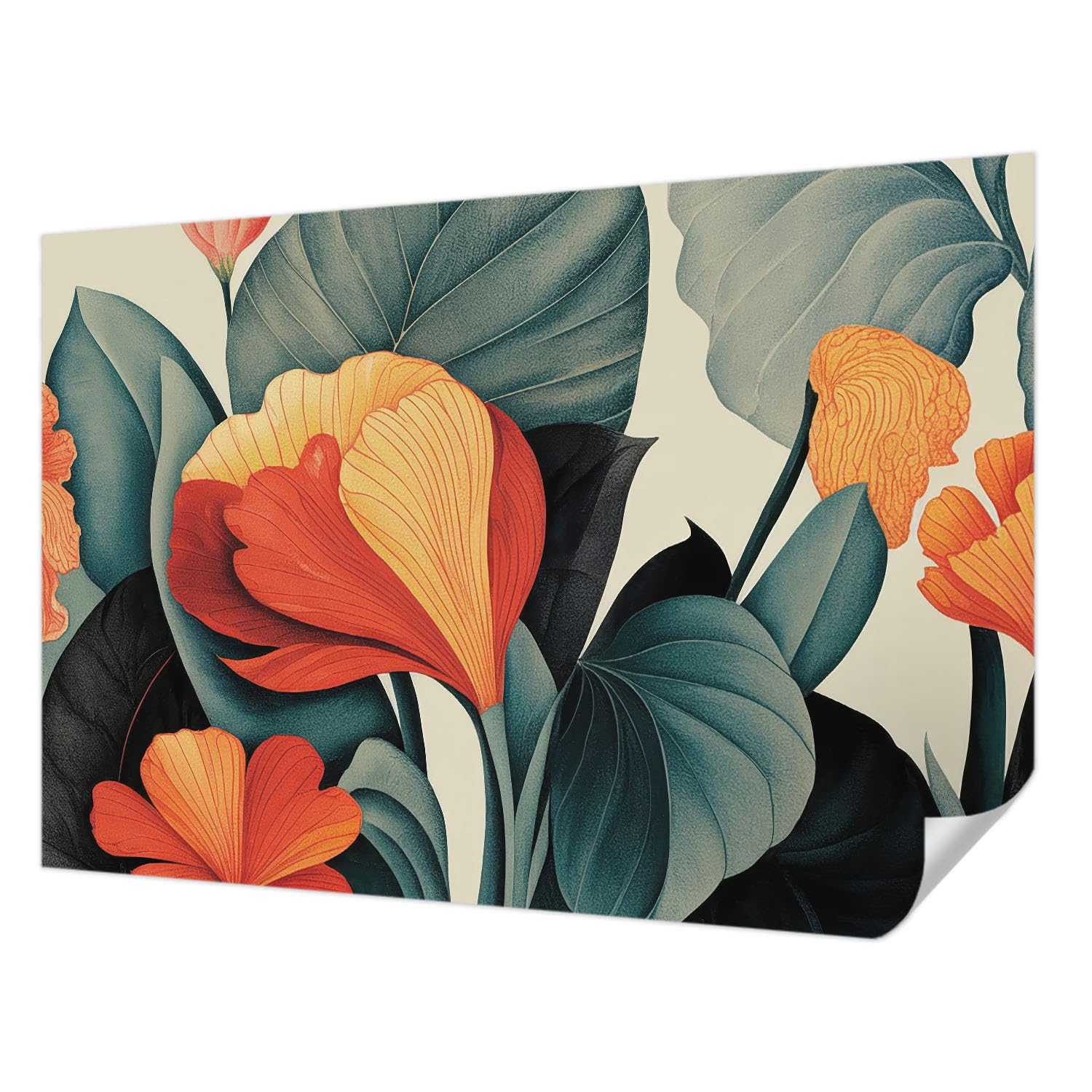 Papier Peint Autocollant Lavable pour Rénover un Mur Facilement Tulup Fleurs 152x104 cm