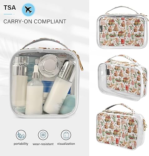Miniatura 5 de Christmas Cake Desert Clear Toiletry Bag for Traveling,2 Pack Makeup Cosmetic Bag with Zipper,Travel Bag for Toiletries,Travel Essentials 21215248