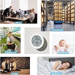 SECRUI KR-TH1 Indoor Hygrometer Thermometer, Room Humidity and Temperature Sensor Gauge with Face Icon Comfort Level Indicator, Large LCD Display, High & Low Records, 3 Mounting Choices, White