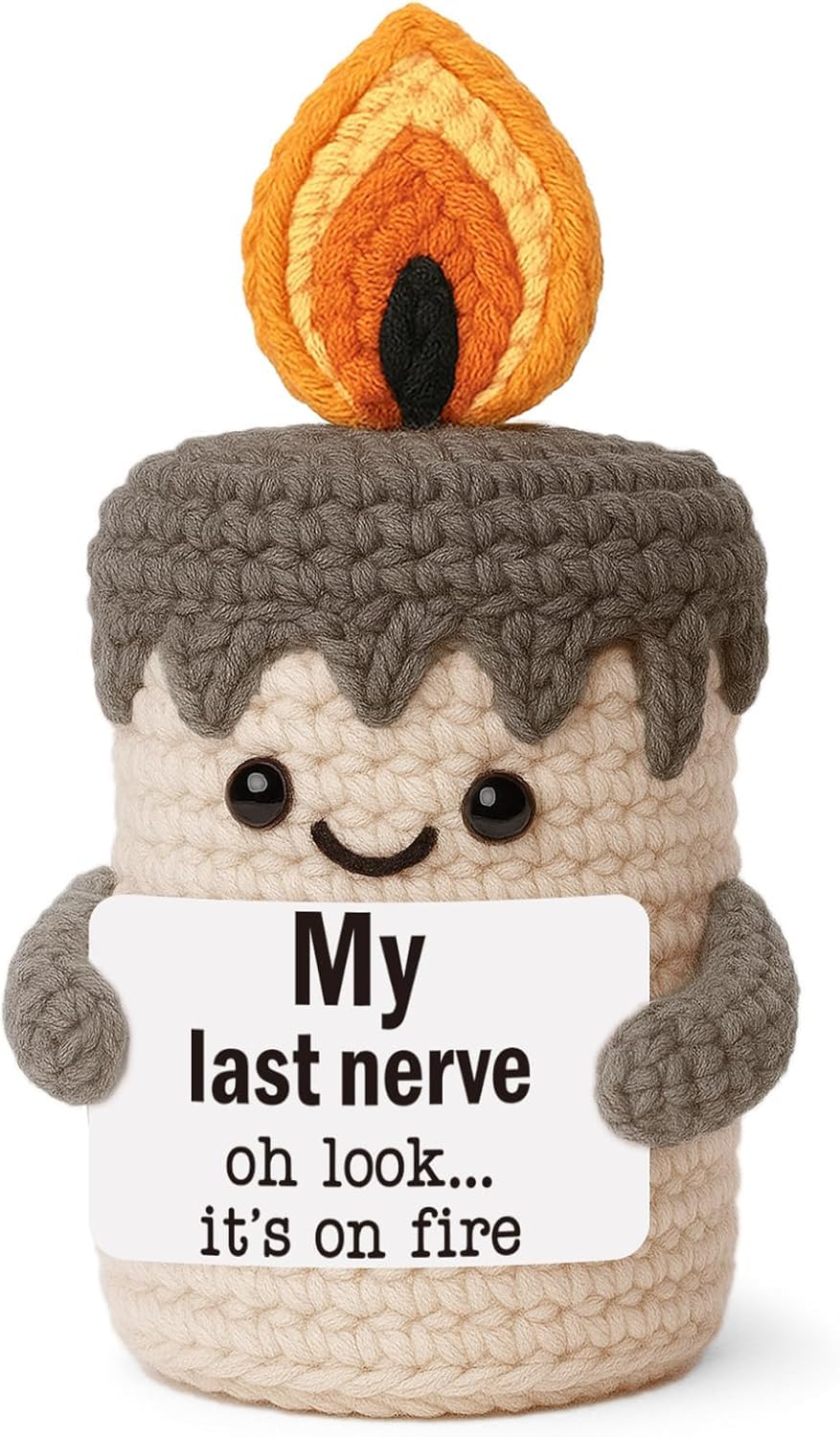 ALUNME Funny Mini Candle Birthday Gifts for Women - Self Care Relaxation Gag Gifts for Best Friend Boss Coworker Sister Mum, Handmade Crochet Candle My Last Nerve Gift for Her - Funny Office Decor