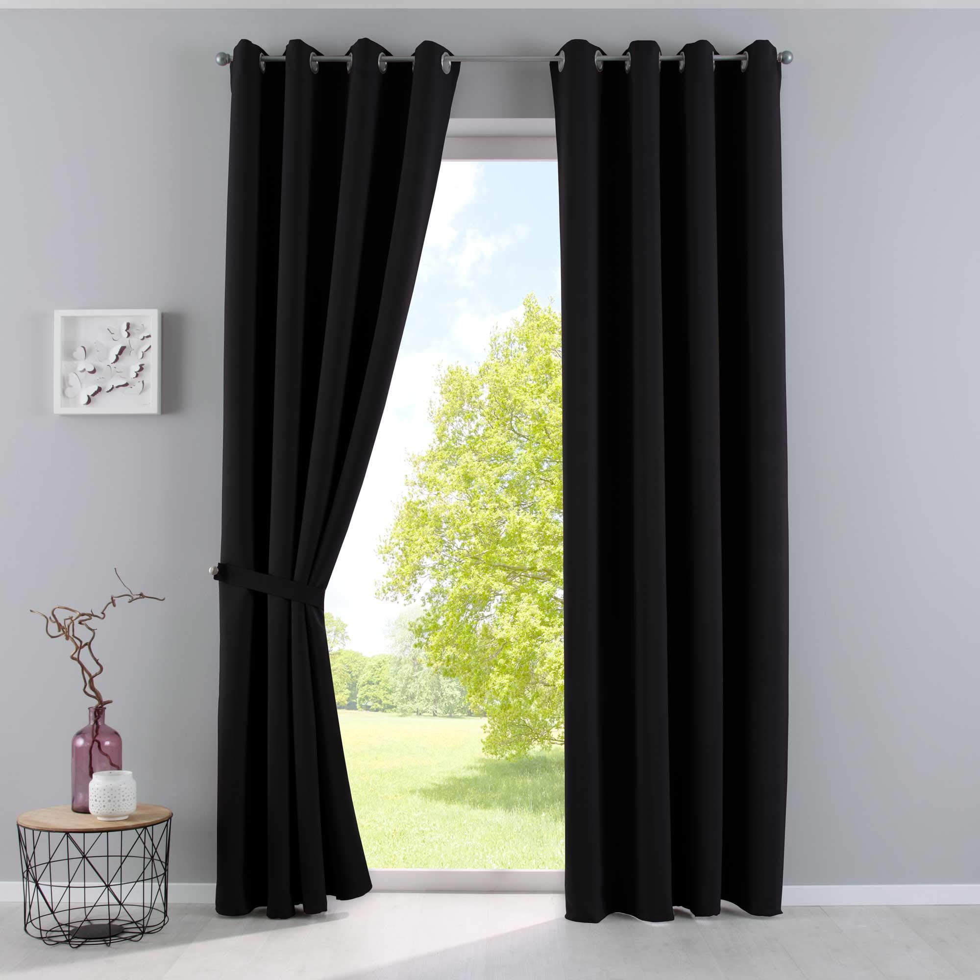 Gardinenbox Vorhänge Blickdicht »Newyork« Schwarz HxB 225x295 cm 2er-Pack Thermo-Gardinen Verdunkelungsvorhang Blackout Ösen schalldämmend ÖKOTEX UV-Schutz Raffhalter, 201920600-2