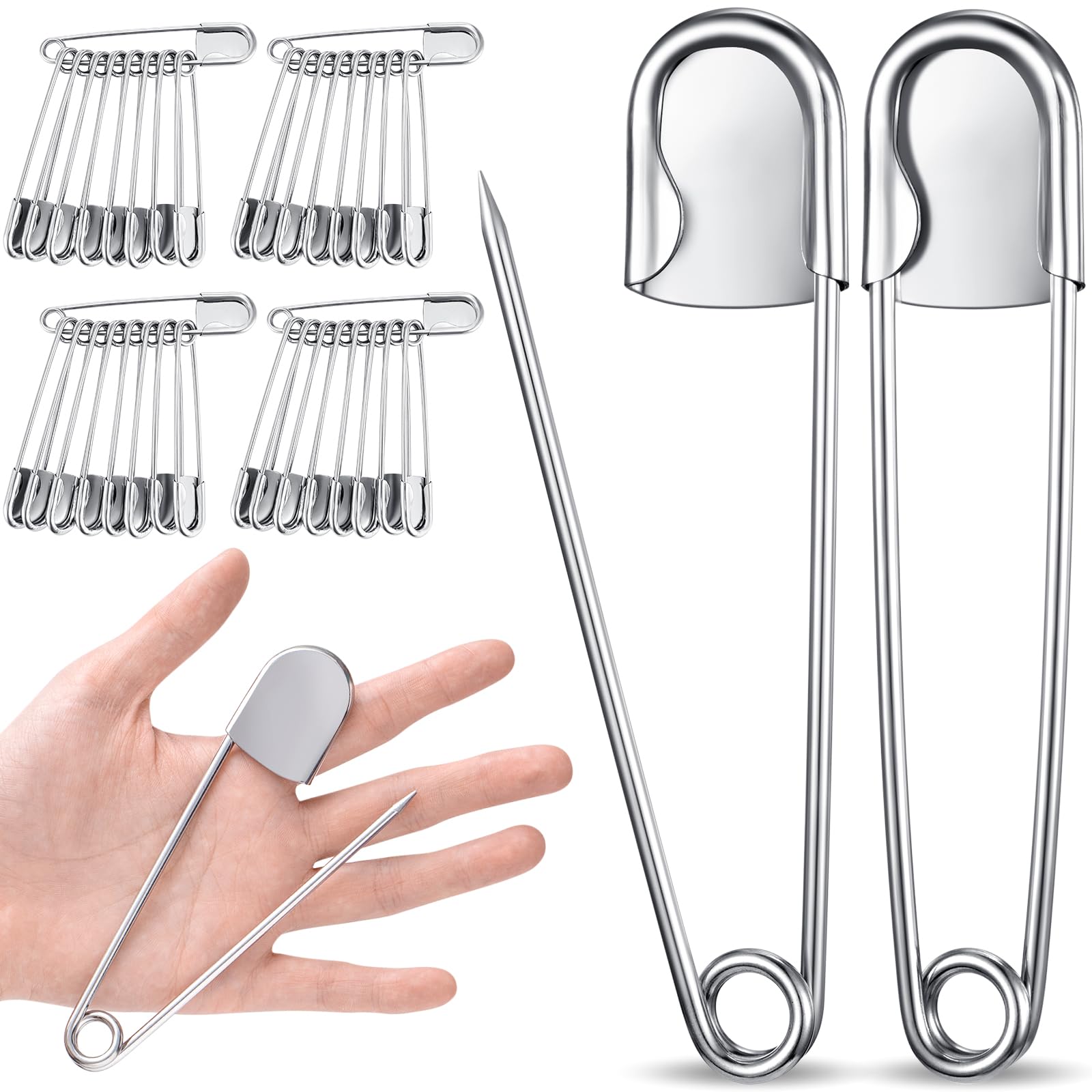 Juexica 40 Pcs 5 Inch Large Safety Pins, Giant Heavy Duty Jumbo Safety Pin