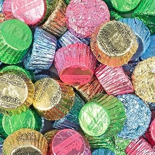 Peanut Butter Cups Miniatures, 2 Pound Milk Chocolate Candy In Pastel Color Foil Wrapped Approx. 95 Pieces Mini Cups Peanut Butter Creme Center Coated In Smooth Milk Perfect for Holiday & Easter Baskets, Egg Hunts, Spring Celebrations