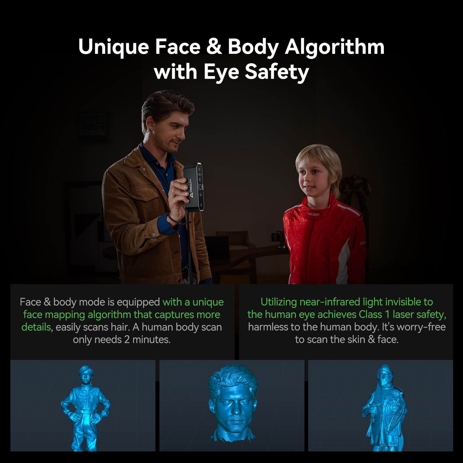 Creality CR-Scan Otter 3D-Scanner für 3D-Druck, Handheld-3D-Drucker-Scanner mit 4 Linsen, Stereo-Vision, 10–2000 mm Reichweite, Anti-Shake-Tracking, 24-Bit-Vollfarbe, für iOS, Mac, Windows, Android