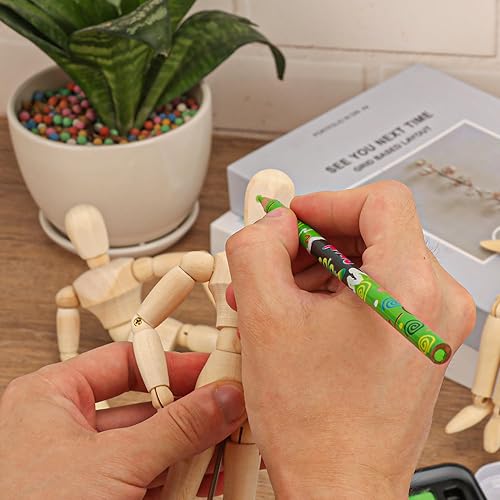 Miniatura 4 de IHDYPPEW Paquete de 7 maniquíes de madera de artistas de 8 pulgadas, maniquí de madera articulable, maniquí de dibujo de madera, modelos de dibujo