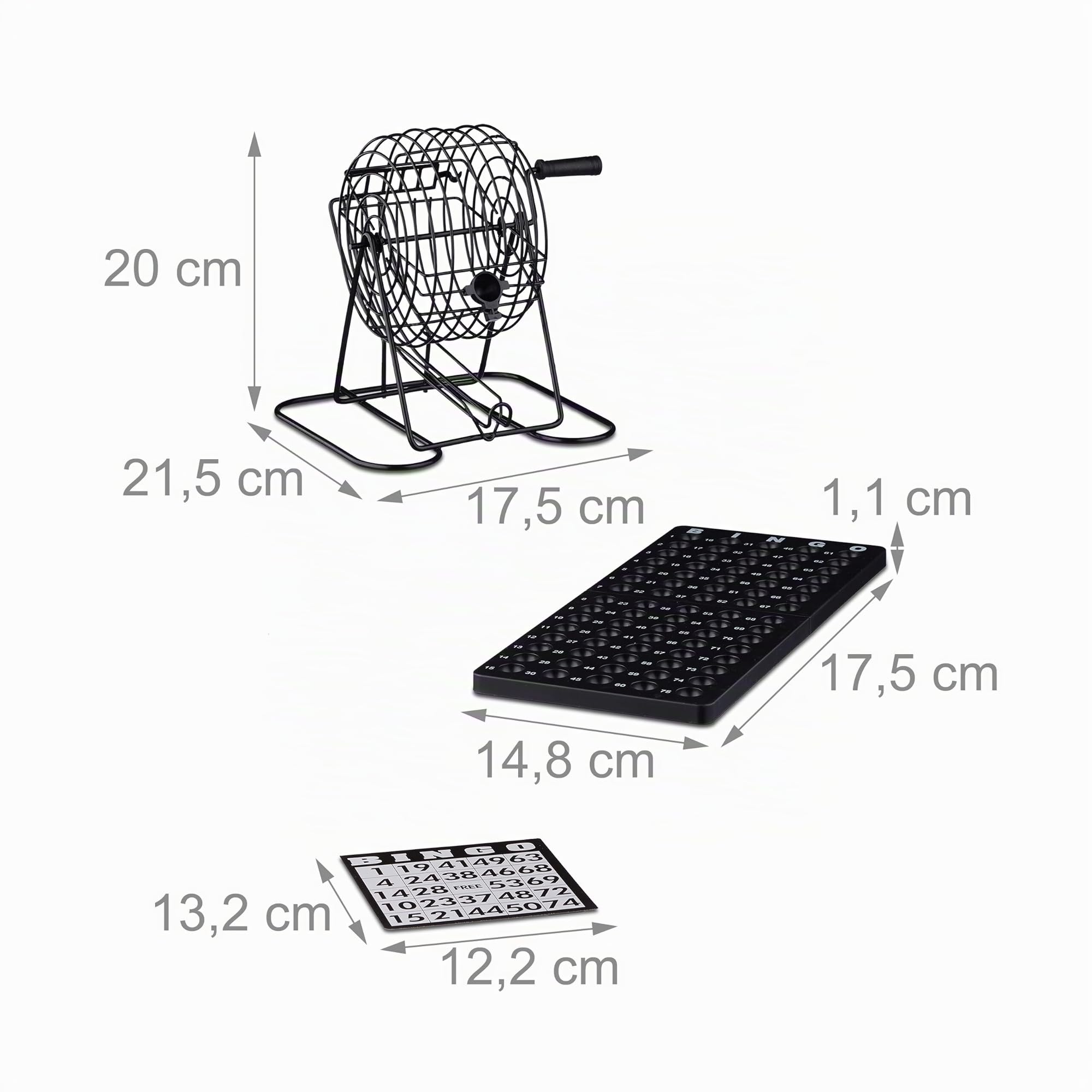 Relaxdays société Bingo boulier en métal Lotto tombola Jeux de Hasard Chance HxlxP- 20 x 17,5 x 21,5 cm, Noir, 10021014 - Version Anglaise
