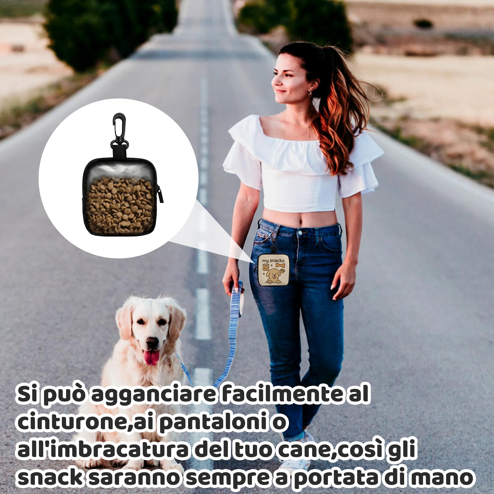 VEGCOO 2 Pezzi Sacchetti Portatili Per Animali Domestici con Zip, Porta Premietti per Cani Borsa con Moschettone, Borsa Addestramento Cane Porta Premietti per Cani per Viaggi, Uso Esterno
