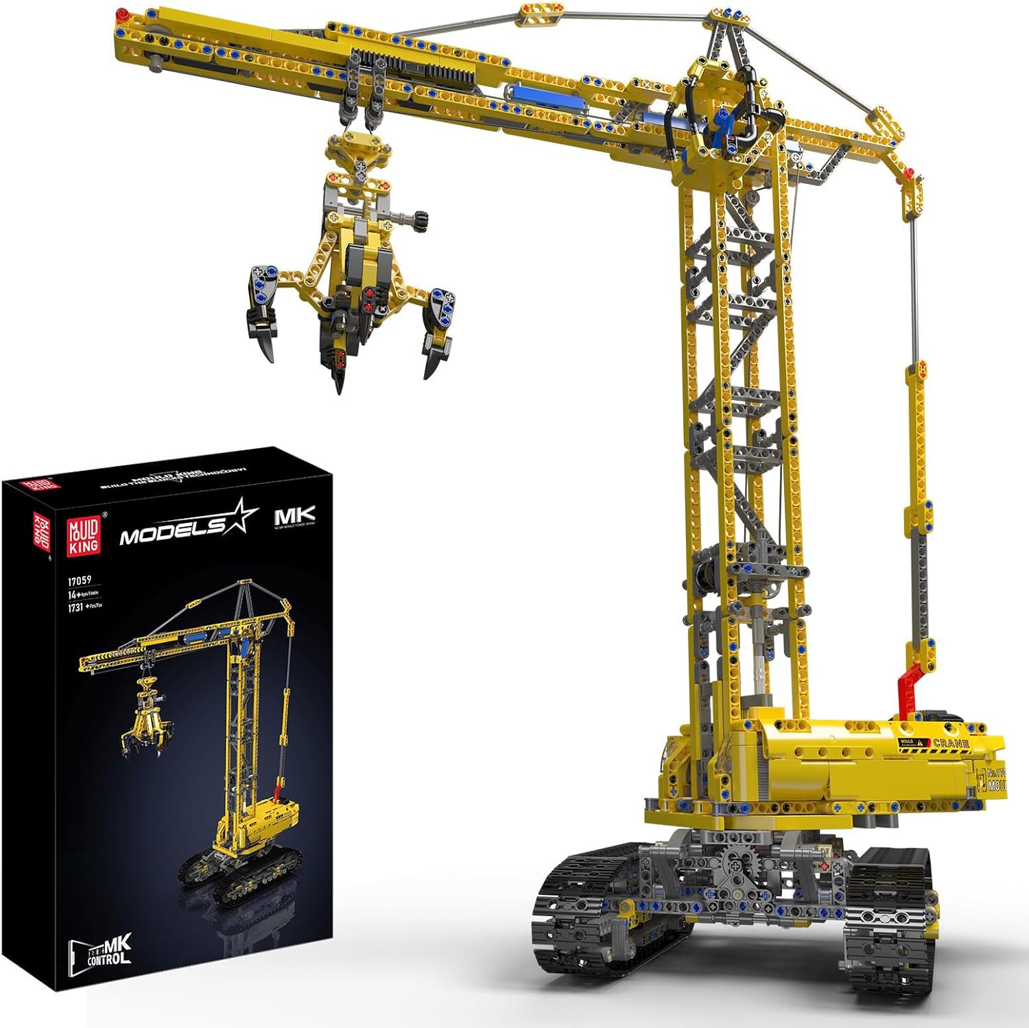Mould King 17059 Technology Tower Crane Fixture Building Blocks Kit, APP Remote Control Crane Toys, Heavy Crane Model Blocks Set with Motor Toy (1731 PCS)