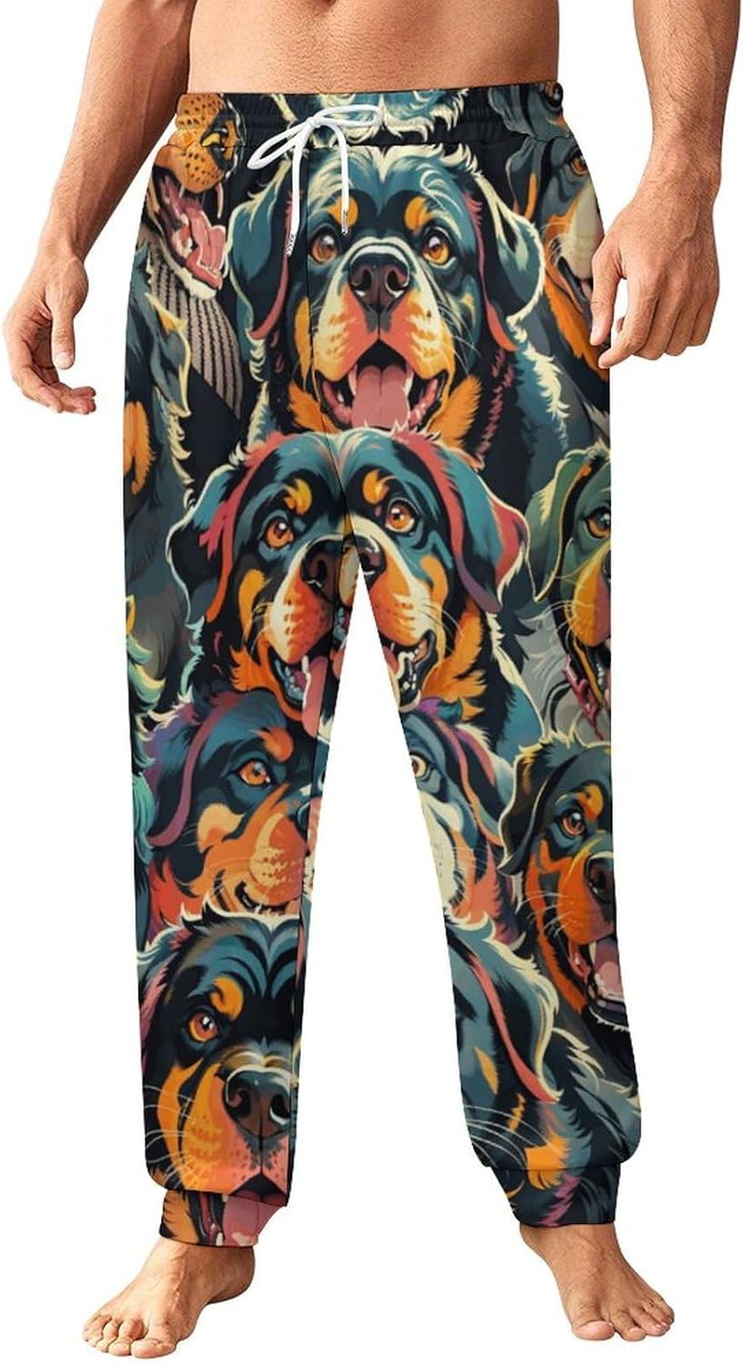 Zakqeik Rottweiler-Dog Men's Sweatpants Cool Jogging Pants Drawstring Baggy Pants Trousers with Pocket