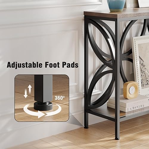 Miniatura 6 de GiftGo Mesa de sofá estrecha de 47.2 pulgadas, mesa de sofá industrial detrás del sofá, mesa consola de entrada vintage con almacenamiento para