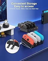 Vista 4 de Controller Charger for Nintendo Switch 2 2025 and Switch 1, Horizontal Charging Dock Station for Joy con and for Joycon 2 Accessories with Foldable