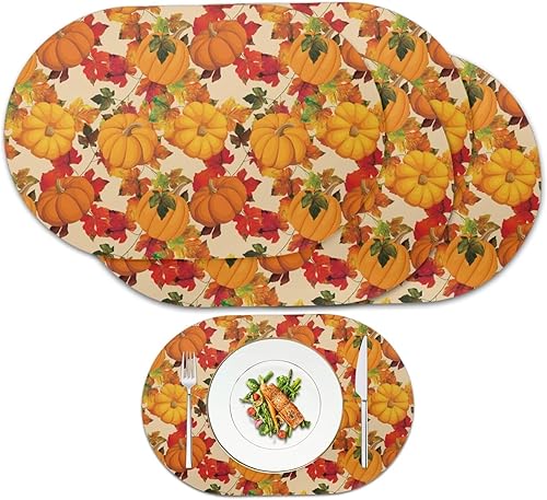 Miniatura 86 de Juego de 6 manteles individuales lavables para mesa de comedor, resistentes al calor, mesa de cocina, decoración del hogar, lavable, ovalada, de