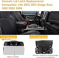Vista 2 de Moonlinks Compatible con Dodge Ram Cierre de tapa para reposabrazos de consola central para Ram 1500 2500 3500 de 2013-2017, Manija de reemplazo