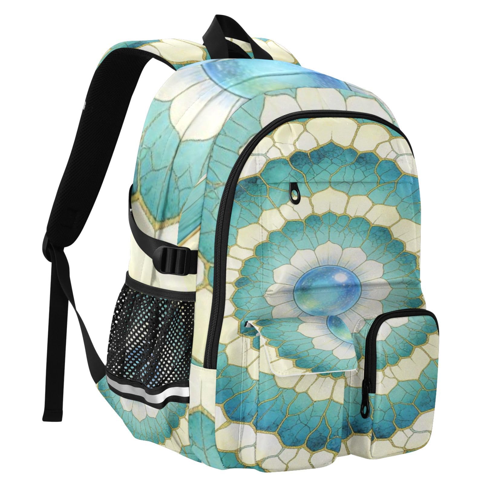 Plecak na laptopa Turkusowy Mandala Art Print Work Bookbag 44.5 cm