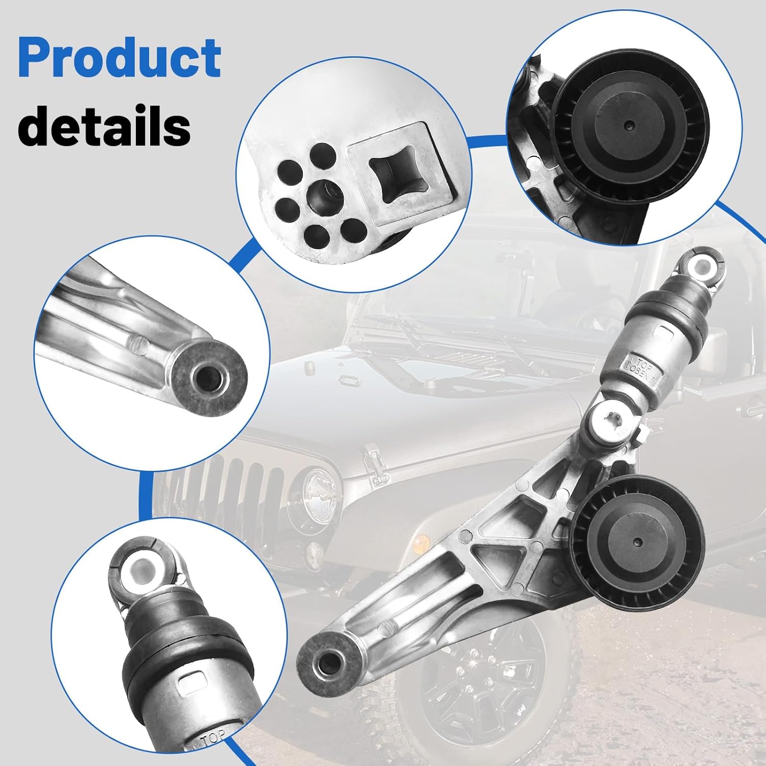 4627038AA-KIT Drive Belt Idler Pulley Tensioner Kit Replacement for Jeep Wrangler JK Unlimited 3.6L 2012-2018, 4627038AA