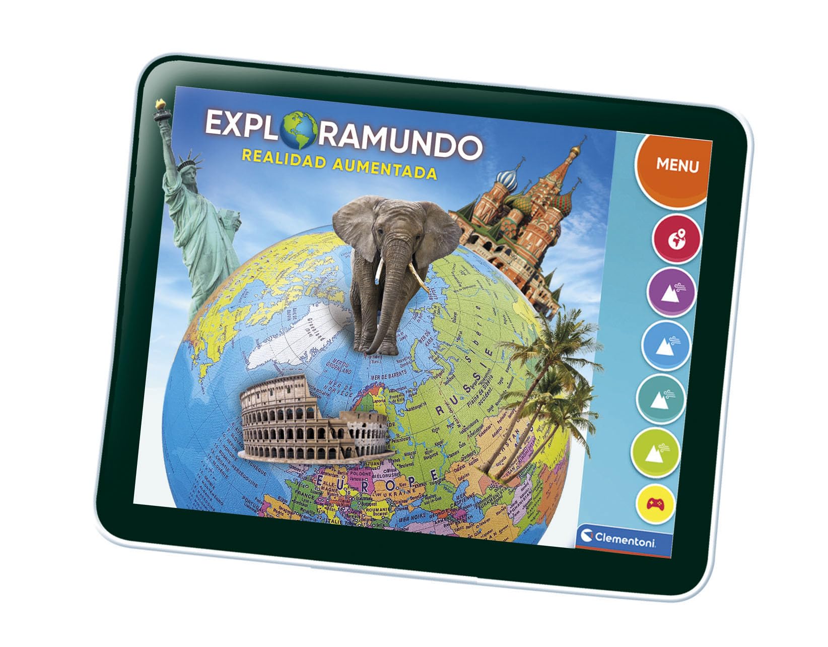 Clementoni 55522 Globo Terráqueo Interactivo, con App de Realidad Aumentata, Bola del Mundo Educativa Interactiva con App Educativa, Juguete a Partir de 7 Años, Juguete en Español