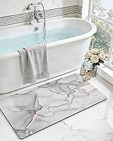 Vista 21 de DEXI Tapete de baño de 17 x 32 pulgadas, antideslizante, de secado rápido, súper absorbente, ultra delgado, tapete de baño de mármol, tapetes