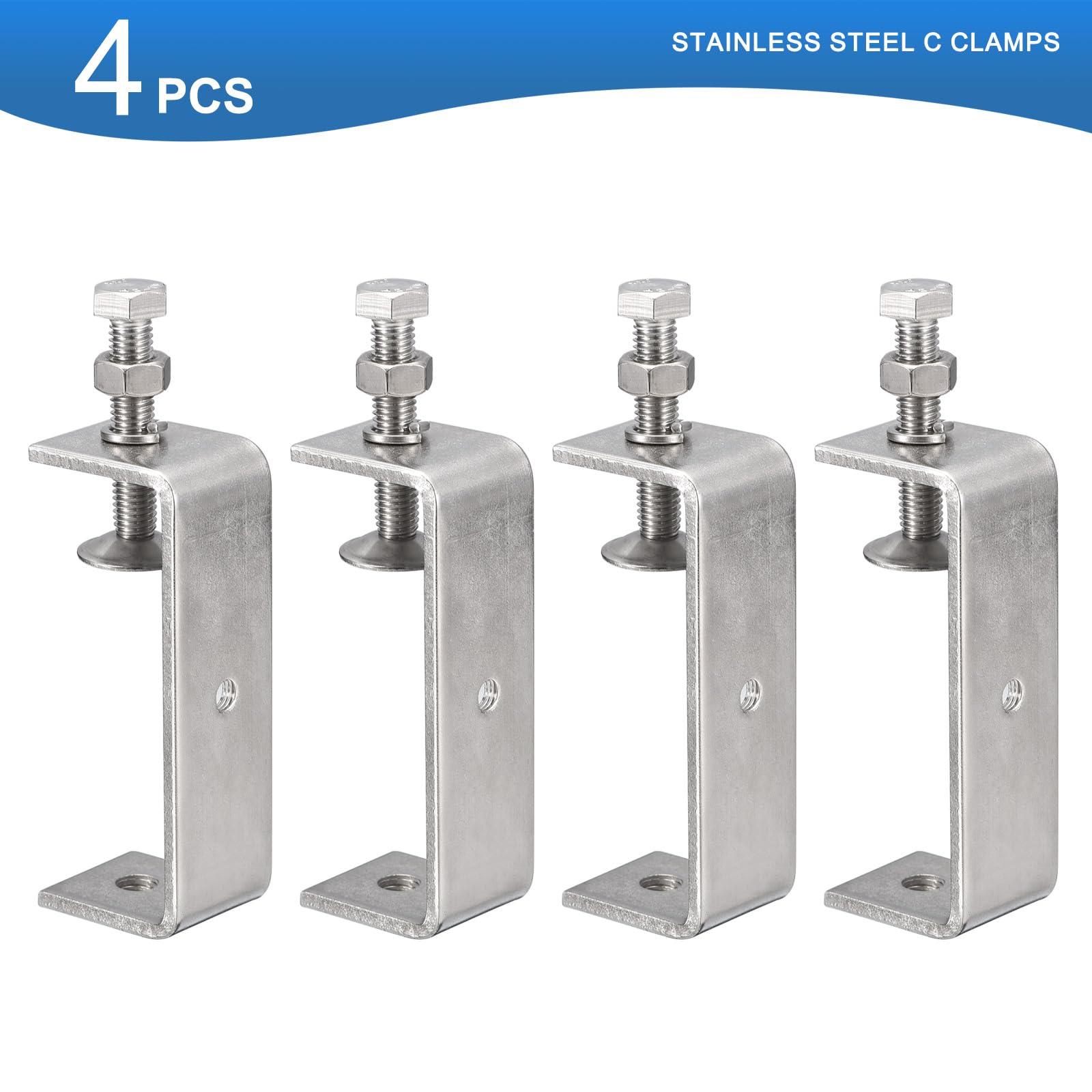 Stainless Steel C Clamps 4Pcs 304 - 1 Inch Jaw Opening, Heavy Duty Mini ...