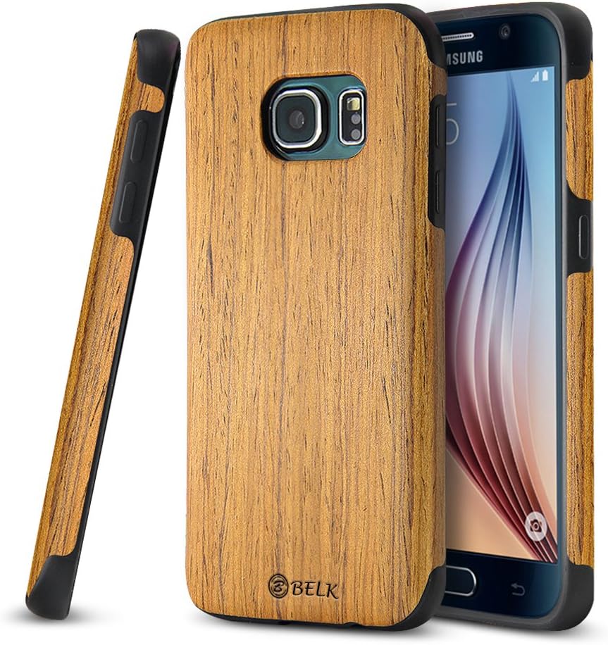 Galaxy S7 Edge Case, B BELK [Air to Beat] Non Slip [Slim Matte] Wood Tactile Rubber Bumper [Ultra Light] Soft TPU Back Cover, Premium Smooth Wooden Shell for Samsung Galaxy S7 Edge - 5.5 inch, Oak