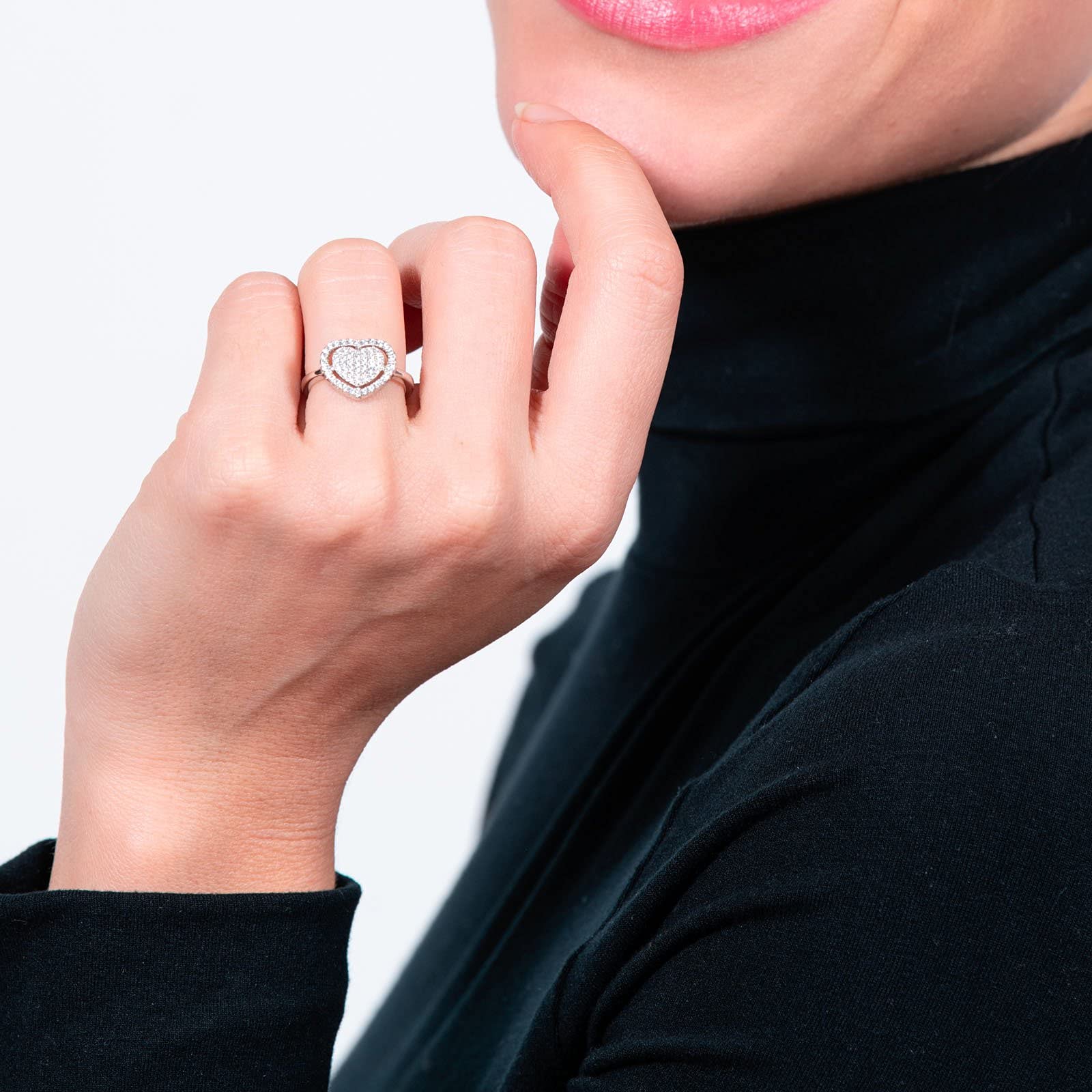 Anello Cuore di zirconi Donna Argento 925 con zirconi -